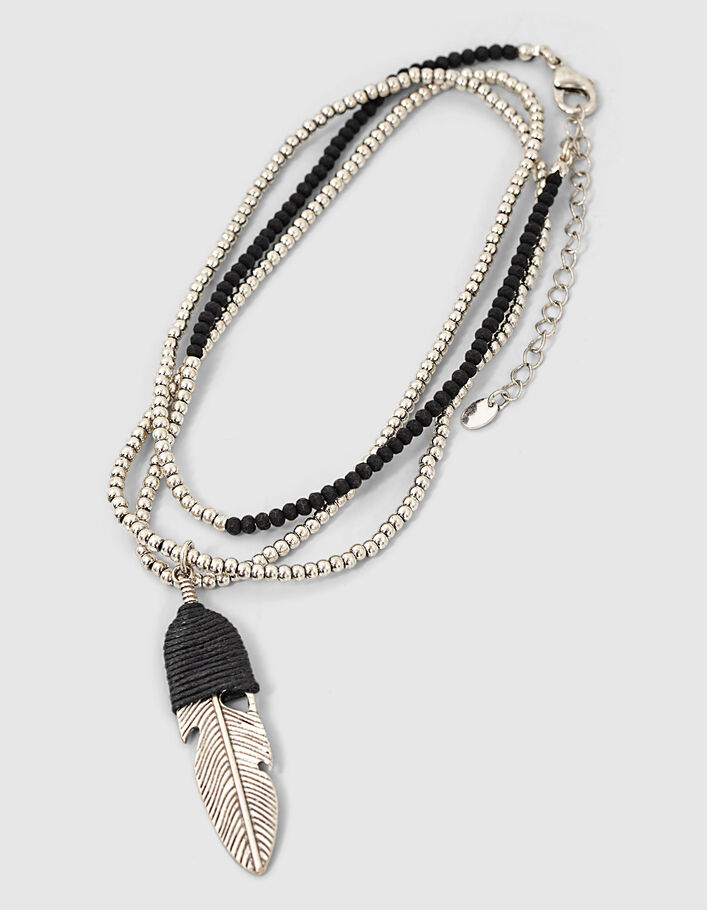 Women’s metal feather and bead long necklace - IKKS