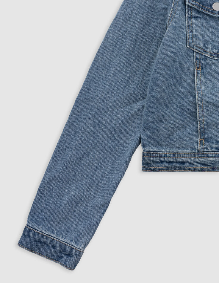Veste en jean bleu cropped fille-7