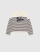 Pull marinière écru tricot brodé IKKS fille-2