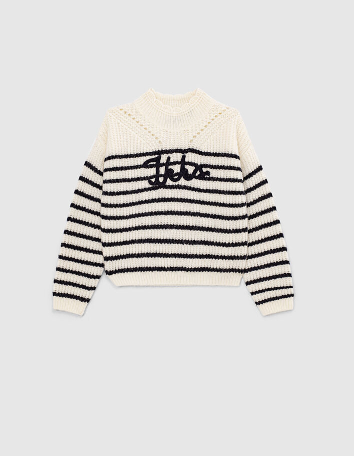 Girls’ ecru IKKS embroidered knit sailor sweater - IKKS