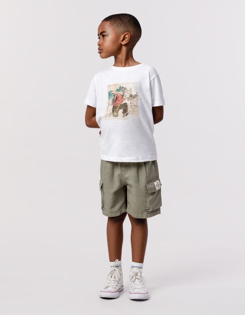 Camiseta blanca algodón hombre-tigre niño - IKKS