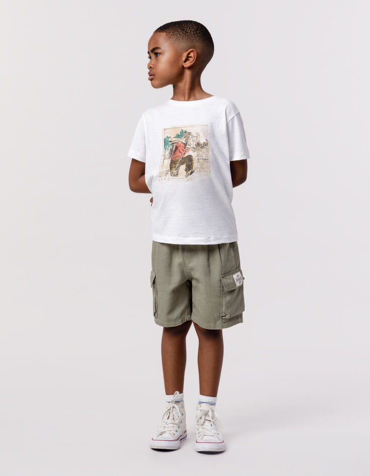 Wit T-shirt biokatoen man met tijgerkop jongens-1