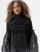 Zwarte sweatjurk twee materialen bloemenprint meisjes-6