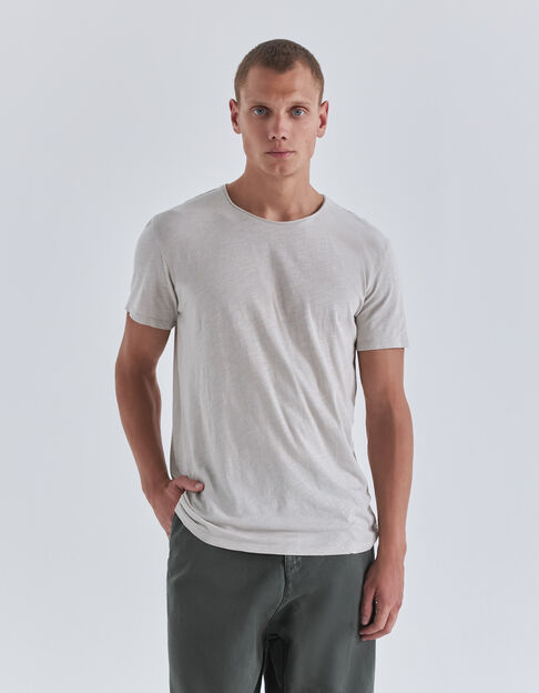 Betongraues Herren-T-Shirt L'Essentiel mit Rundhalsausschnitt