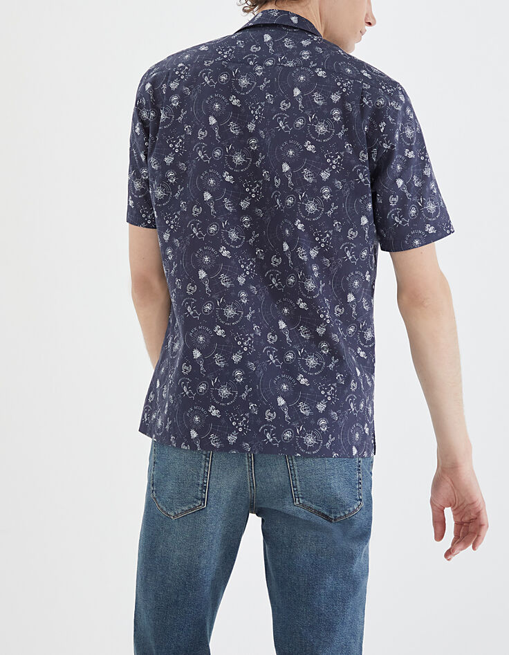 Camisa REGULAR marino estampado tattoos Hombre-3