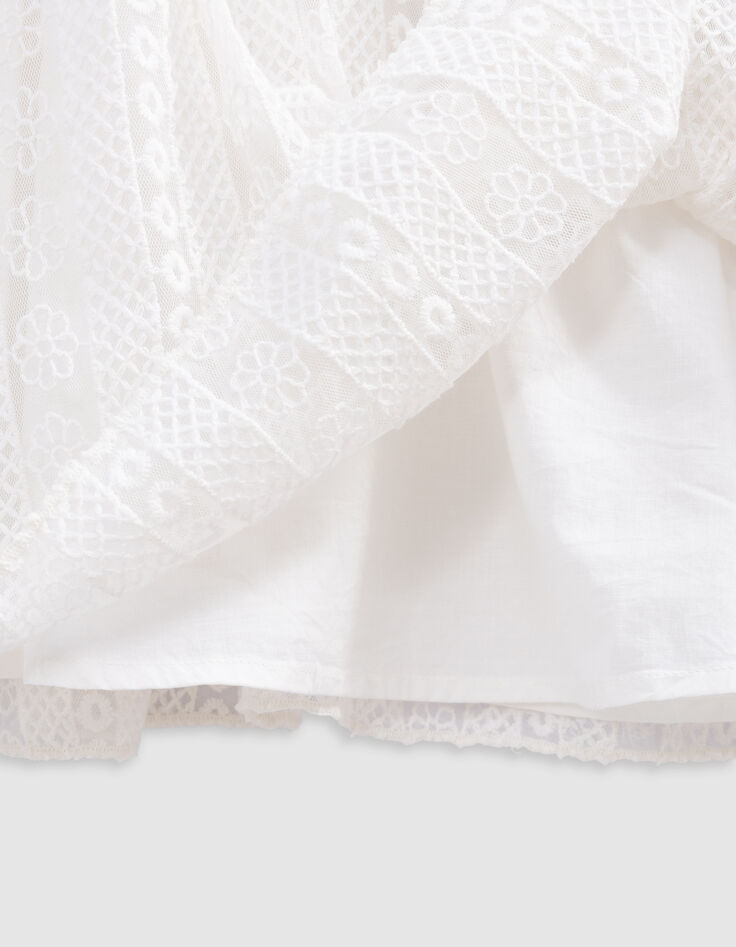 Robe écrue dentelle plastron volanté fille-6