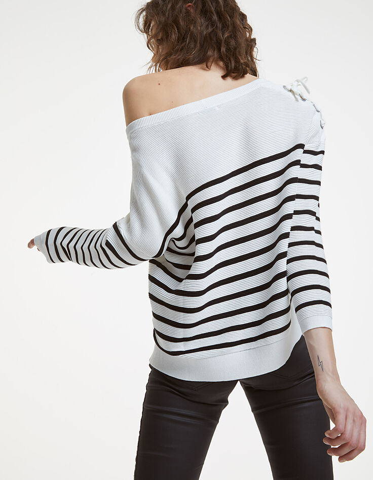Pull marinière lacet femme-1