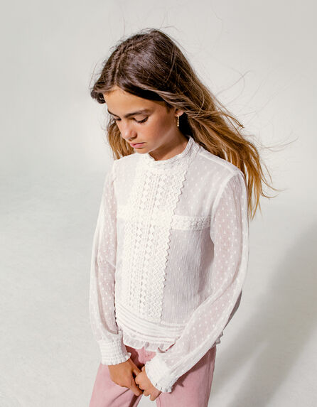 Girls’ off-white lace blouse
