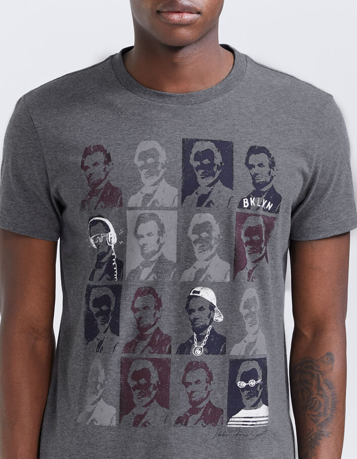 T-shirt gris visuel esprit pop art Homme-5