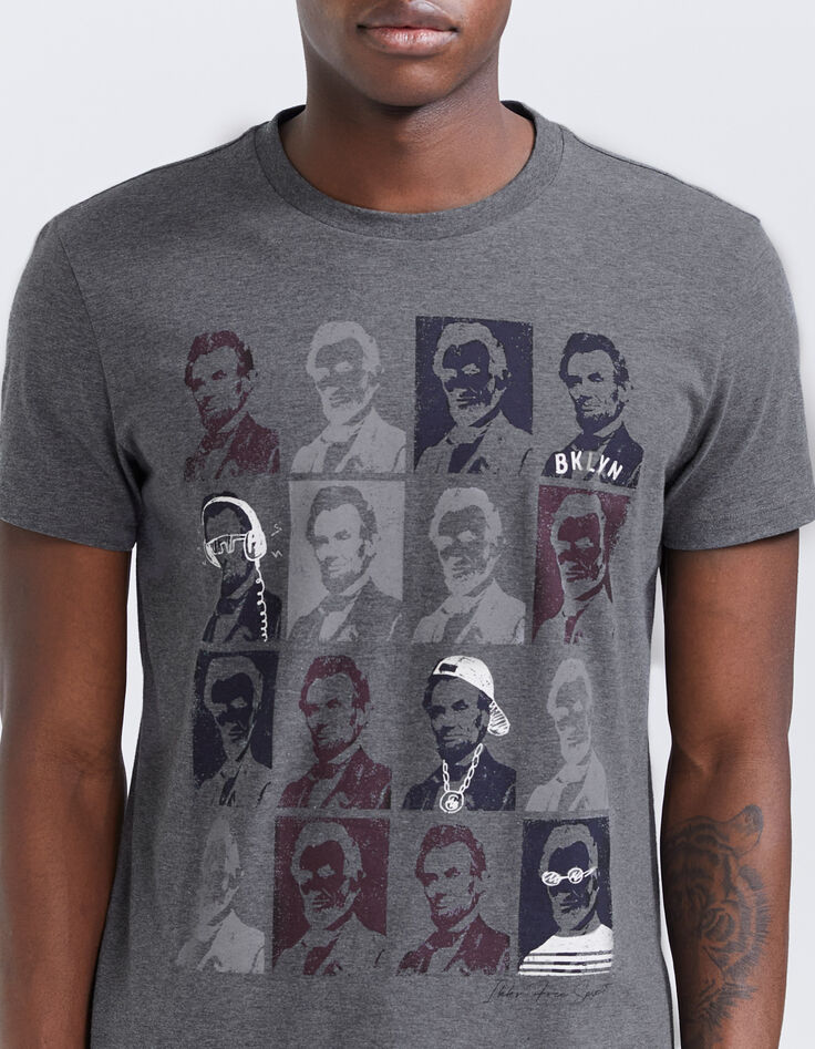 Graues Herren-T-Shirt mit Pop-Art-Motiv-4