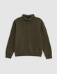 Sudadera caqui maxi mensaje bordado espalda niño-1