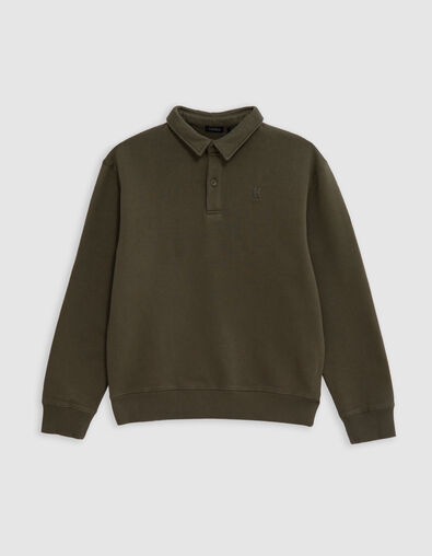 Sudadera caqui maxi mensaje bordado espalda niño - IKKS