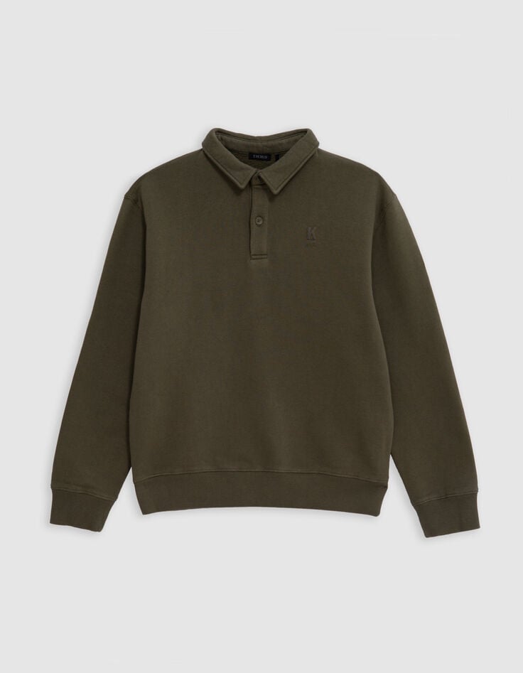 Sudadera caqui maxi mensaje bordado espalda niño-1