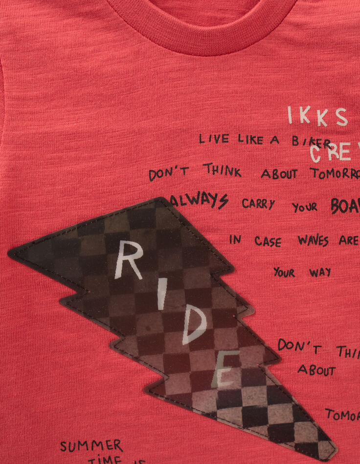 Baby boys’ red T-shirt with 3D lightning image-3