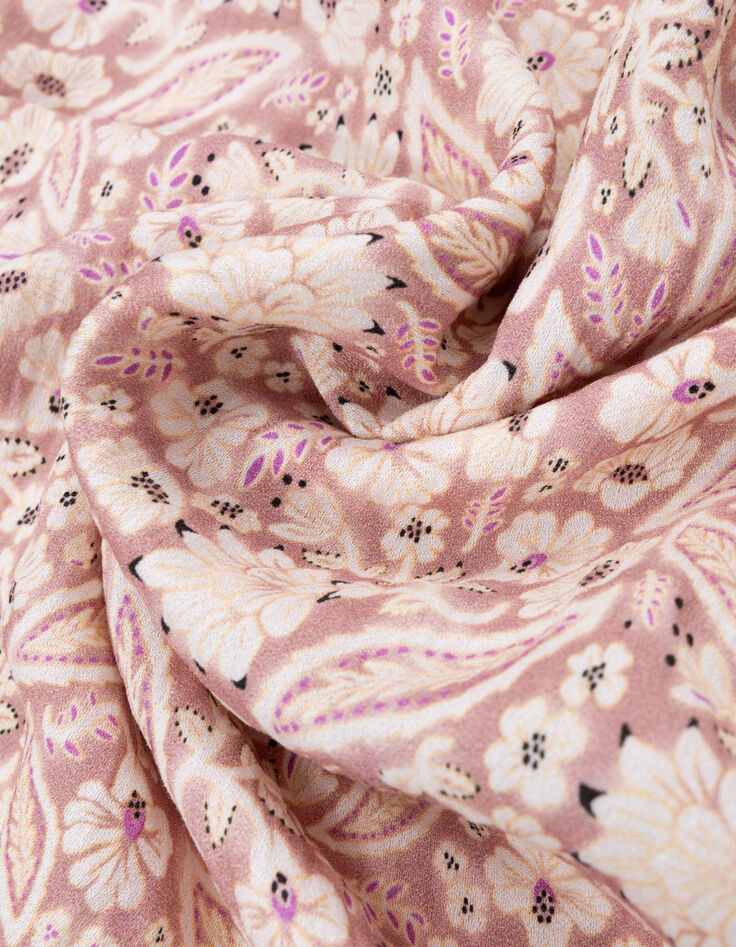 Langes rosa Kleid mit floralem Kaschmirprint-8