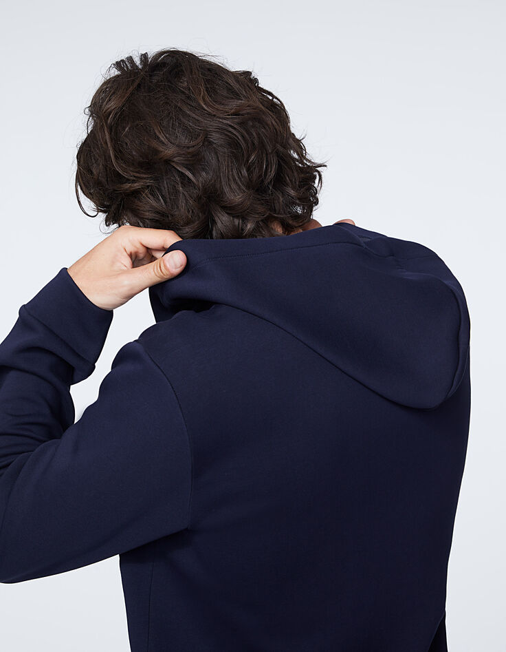 Blauw vest in technische sweatstof met capuchon Heren-4