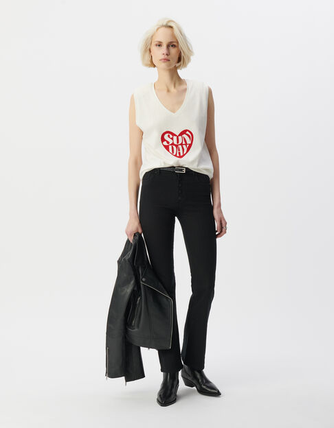 Wit t-shirt met fluwelen hartenvulling - IKKS