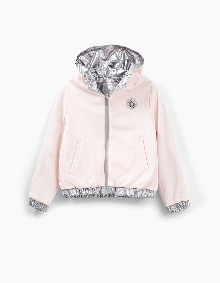 Blouson réversible argent et rose pâle fille-7