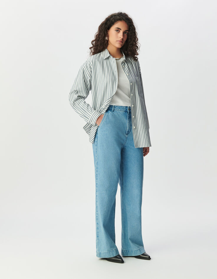 Chemise rayures bleues et blanches Femme -1 Chemise rayures bleues et blanches Femme -1