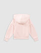 Rosa Mädchenstrickjacke, Zip, Stick, Kapuze-6