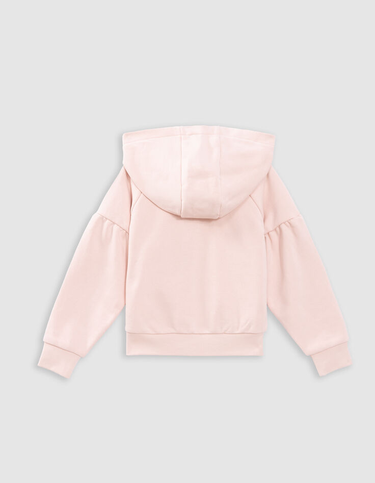 Rosa Mädchenstrickjacke, Zip, Stick, Kapuze-6