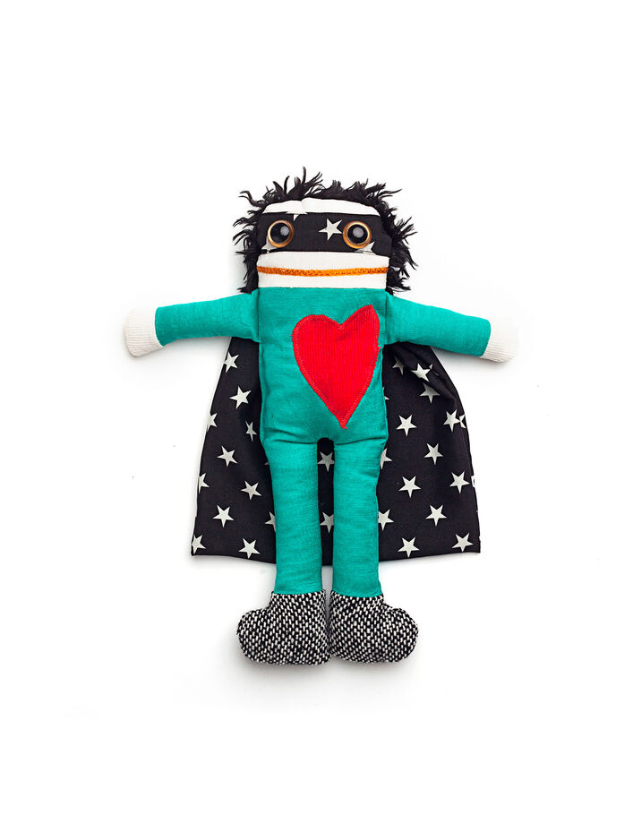 RAPLAPLA Fabric superhero doll with big red heart-2