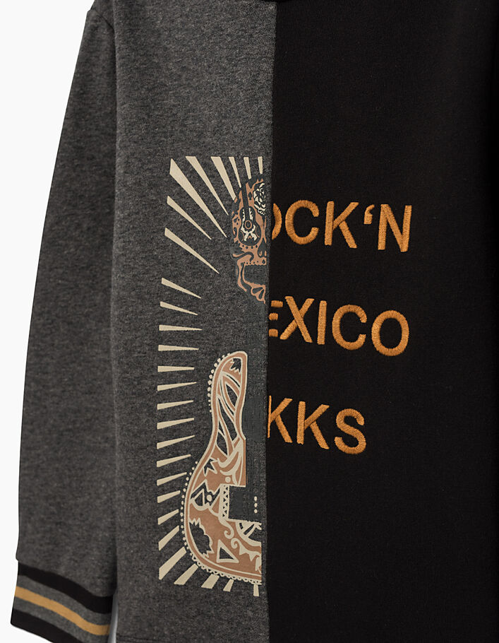 Sweat gris et noir brodé "Rock'n Mexico" garçon - IKKS