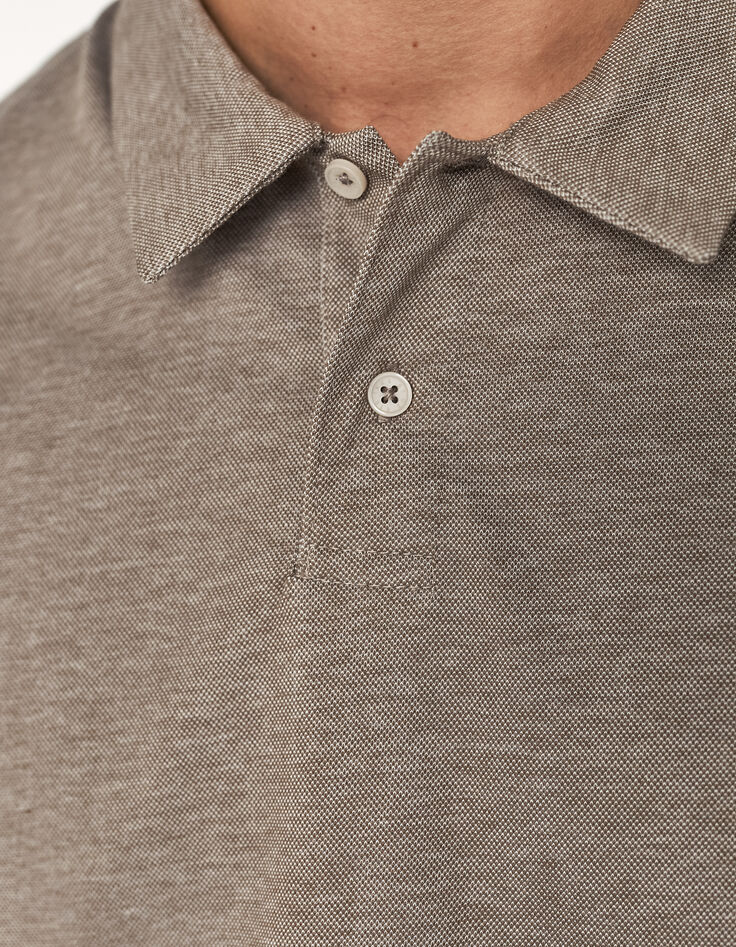 Mokkabruine polo gemêleerd tricot Heren-4