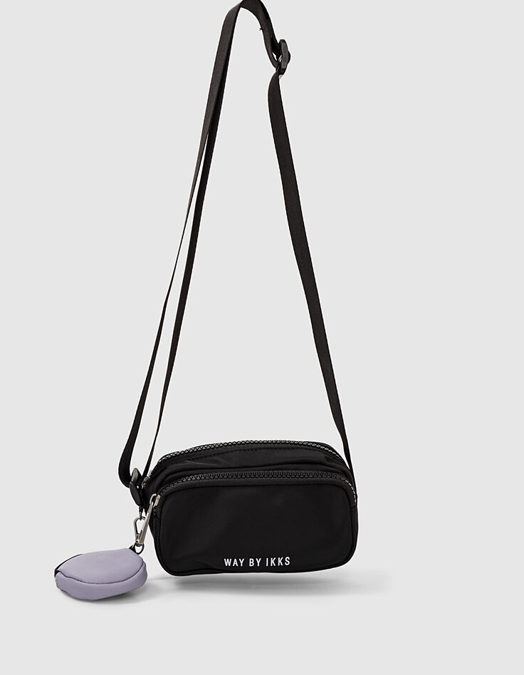 Sac banane 2 en 1 noir avec porte-monnaie fille-1