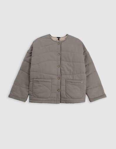Blouson kaki matelassé maxi broderies dos fille - IKKS