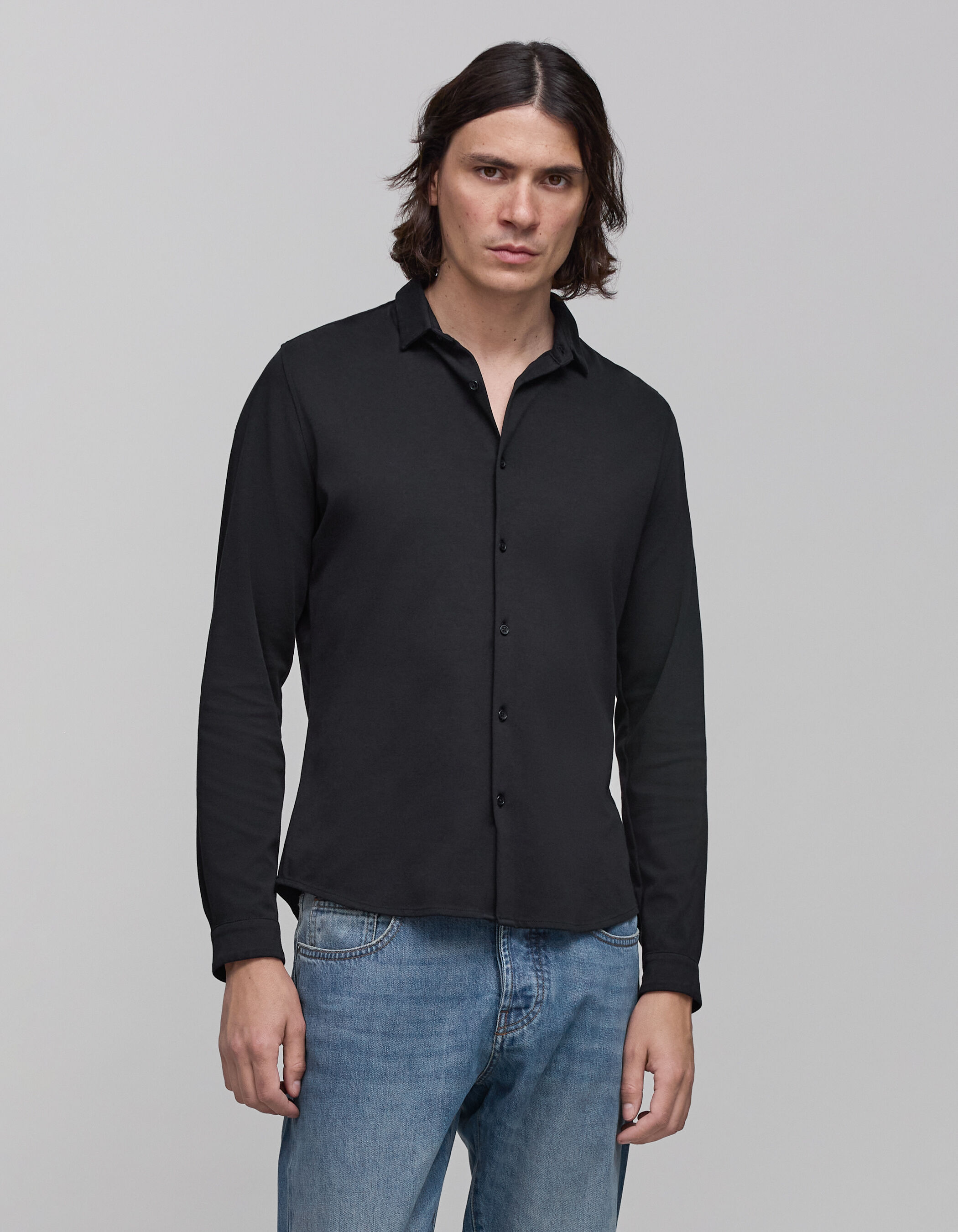 Chemise REGULAR noire Interlock Homme IKKS