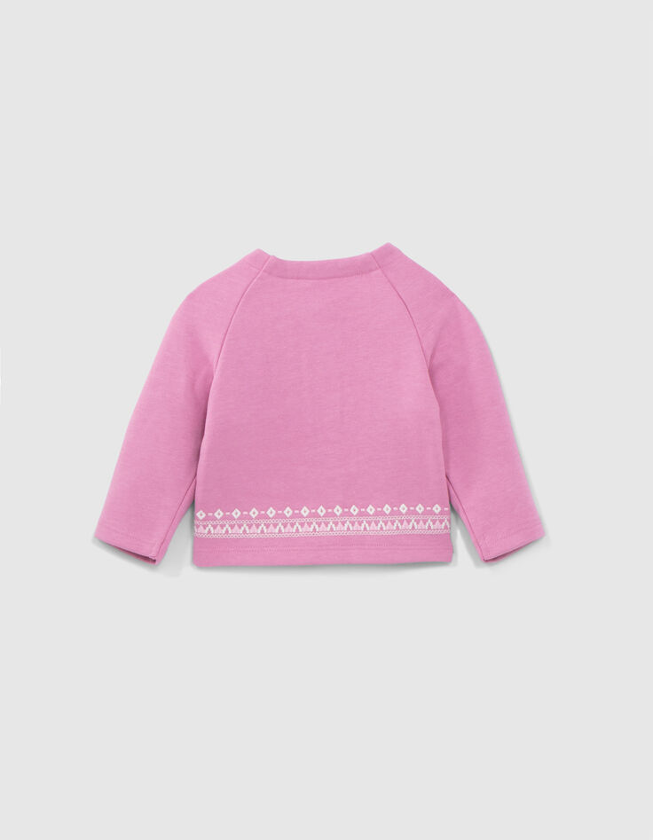 Baby girls’ mauve cardigan with ethnic embroidery-3