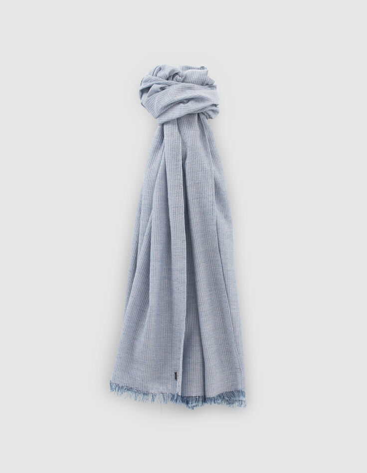 Men’s navy scarf with fine stripes-1