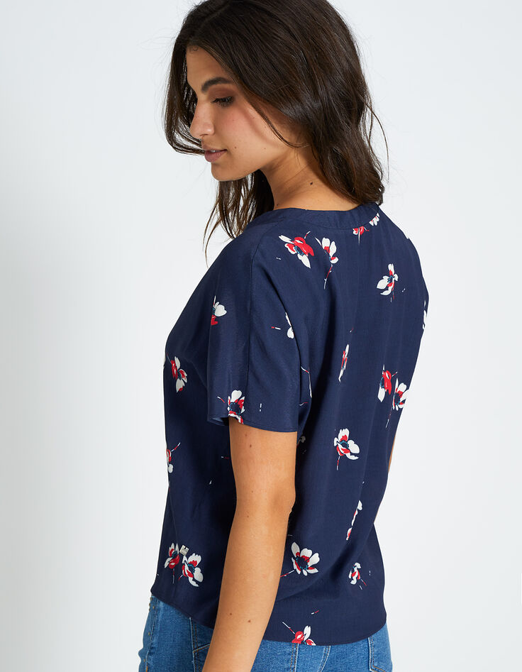 Top azul marino estampado flores I.Code-4