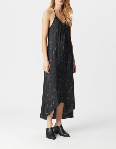 Robe longue noire imprim&eacute; &eacute;clipses Femme - IKKS
