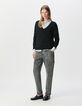 Schwarzer Damenfeinstrickpulli Fischgräten Strass hinten-1