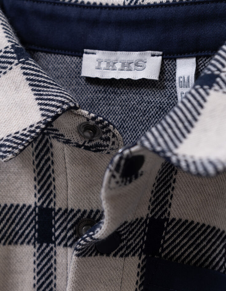 Baby boys’ ecru shirt with navy checks-6