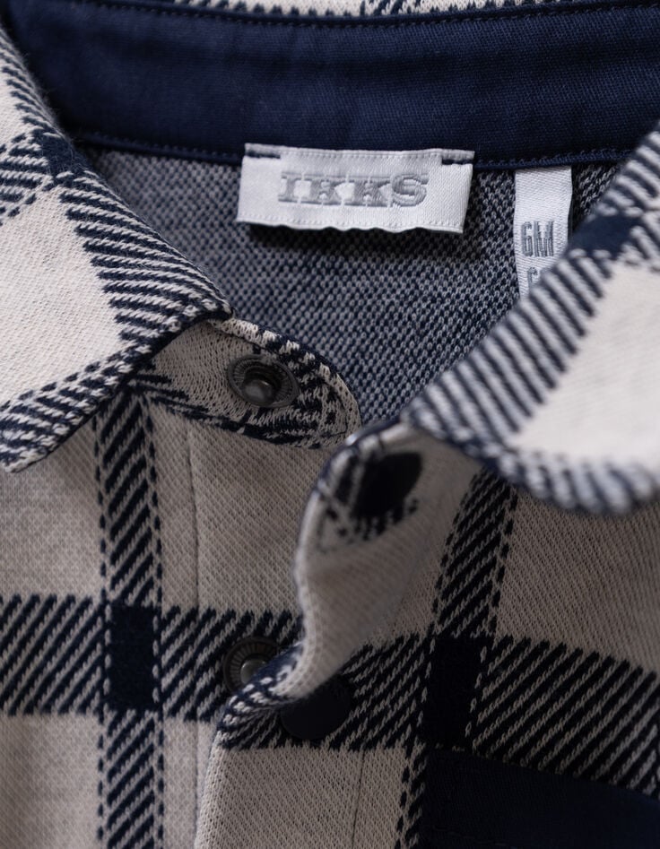 Baby boys’ ecru shirt with navy checks-6 Baby boys’ ecru shirt with navy checks-6