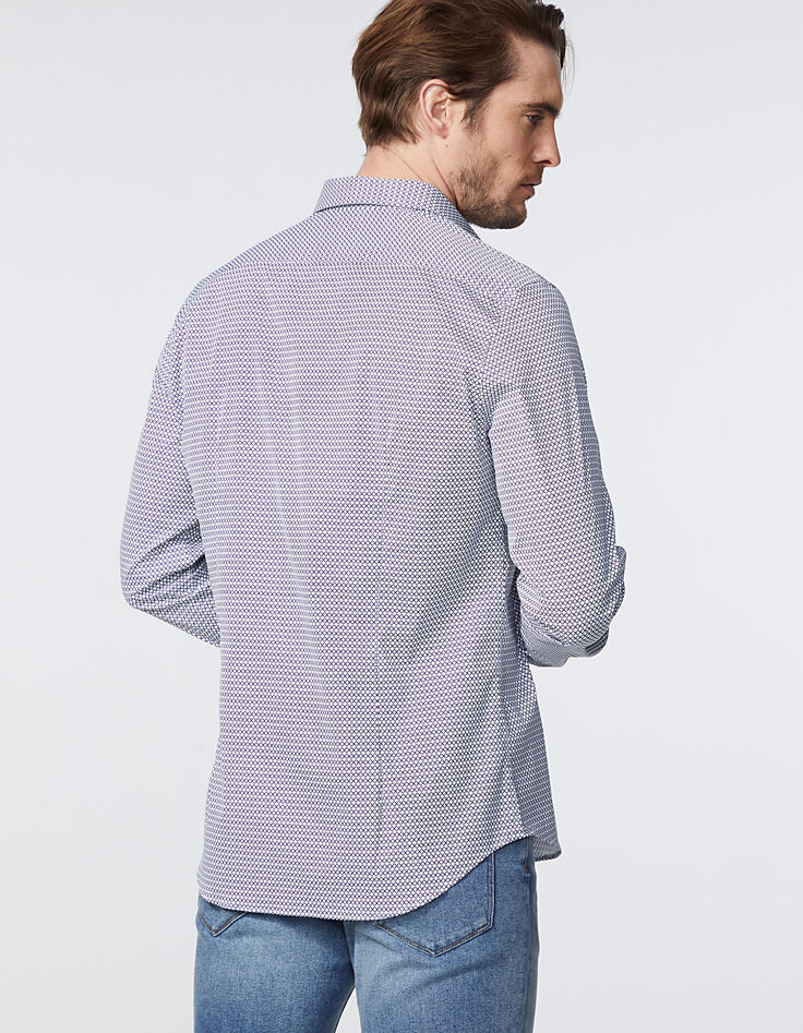 Blauw SLIM overhemd Albini® retromotief heren-3