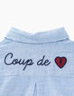 Chemise blanc cassé à rayures ciel avec bandes fille-6
