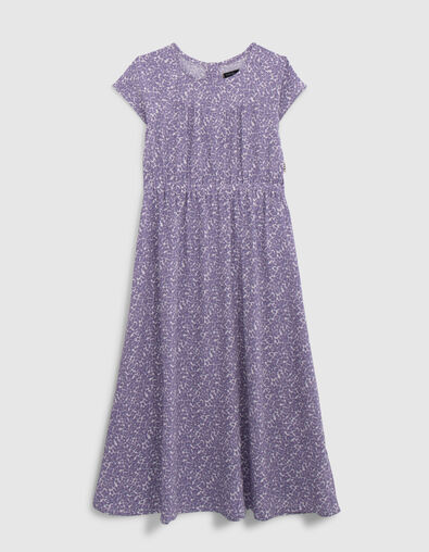 Ecru long dress LENZING™ ECOVERO™ mauve flowers girl - IKKS