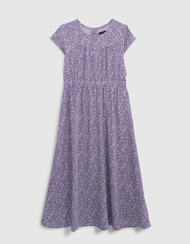 Ecru long dress LENZING™ ECOVERO™ mauve flowers girl-2