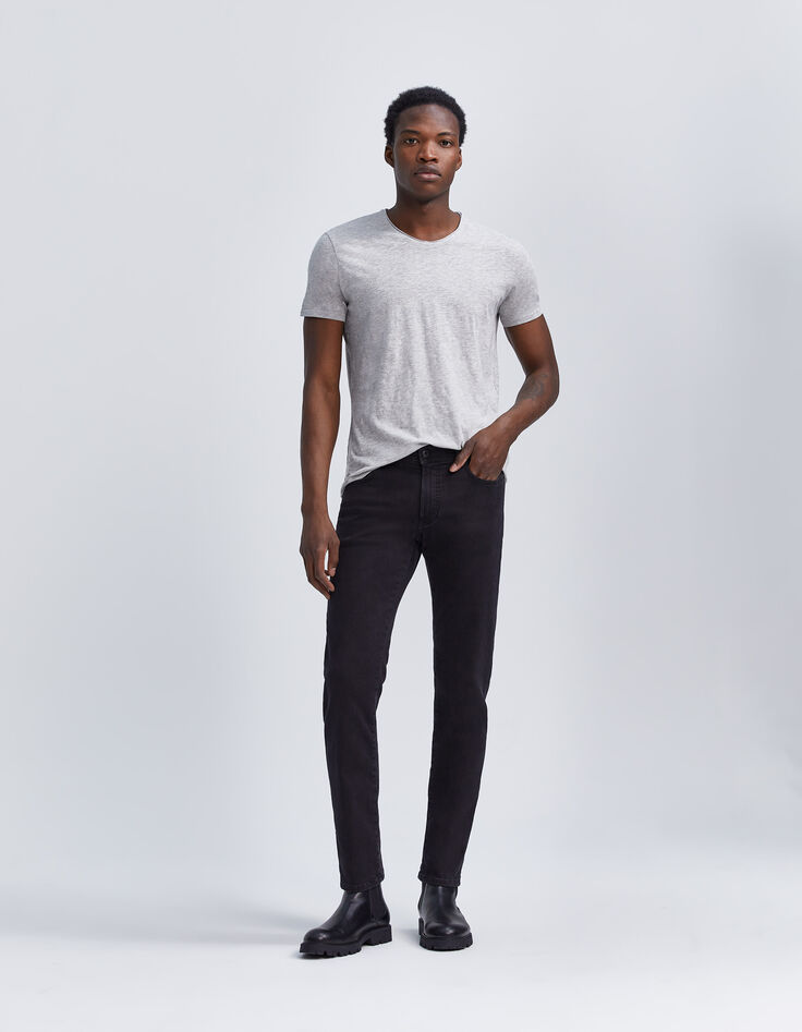 Schwarze SLIM-Herrenjeans aus Fleece-Denim Lemmy-15