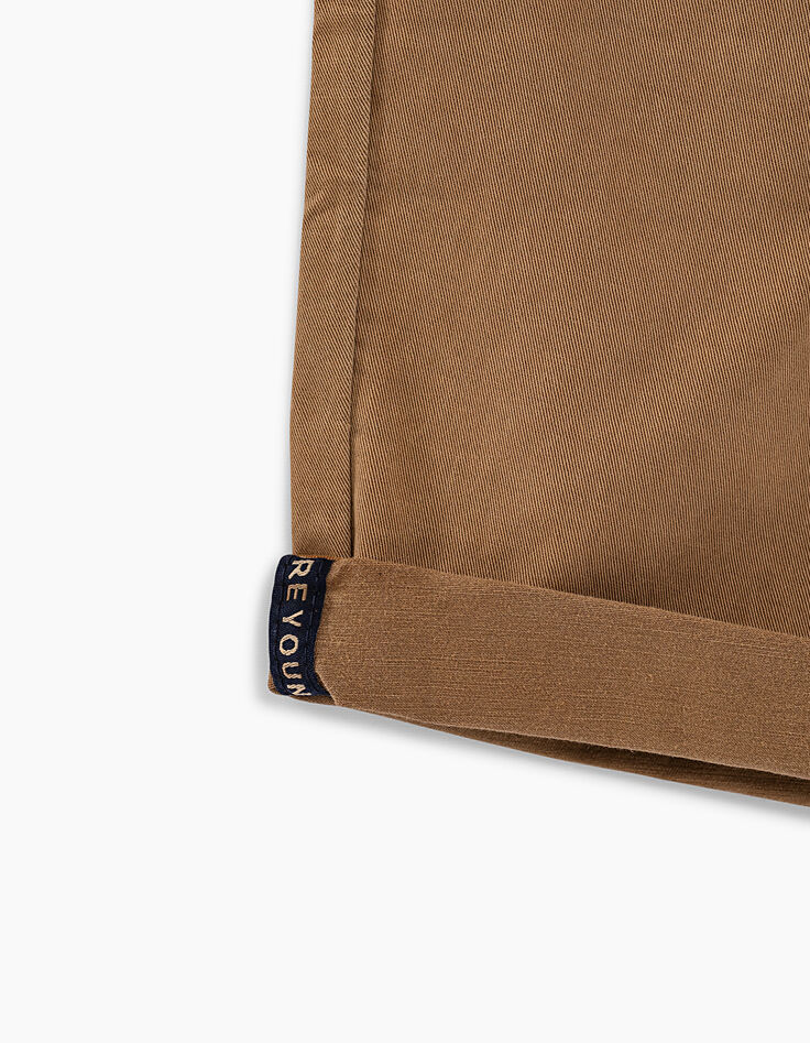 Bermuda beige foncé forme chino garçon -3