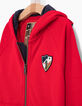 Cardigan rouge à lunettes sur capuche garçon-3