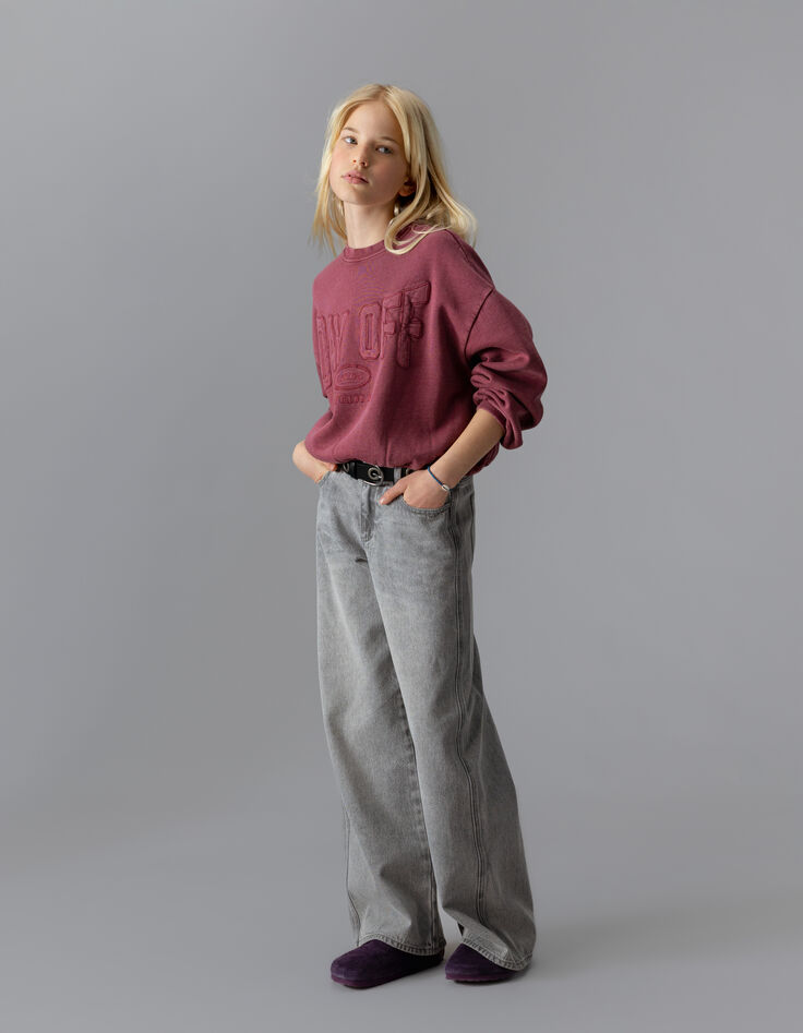 Sweat bordeaux maxi typo brodée fille-2 Sweat bordeaux maxi typo brodée fille-2