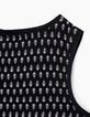 Zwarte singlet twee materialen opdruk palm meisjes-5