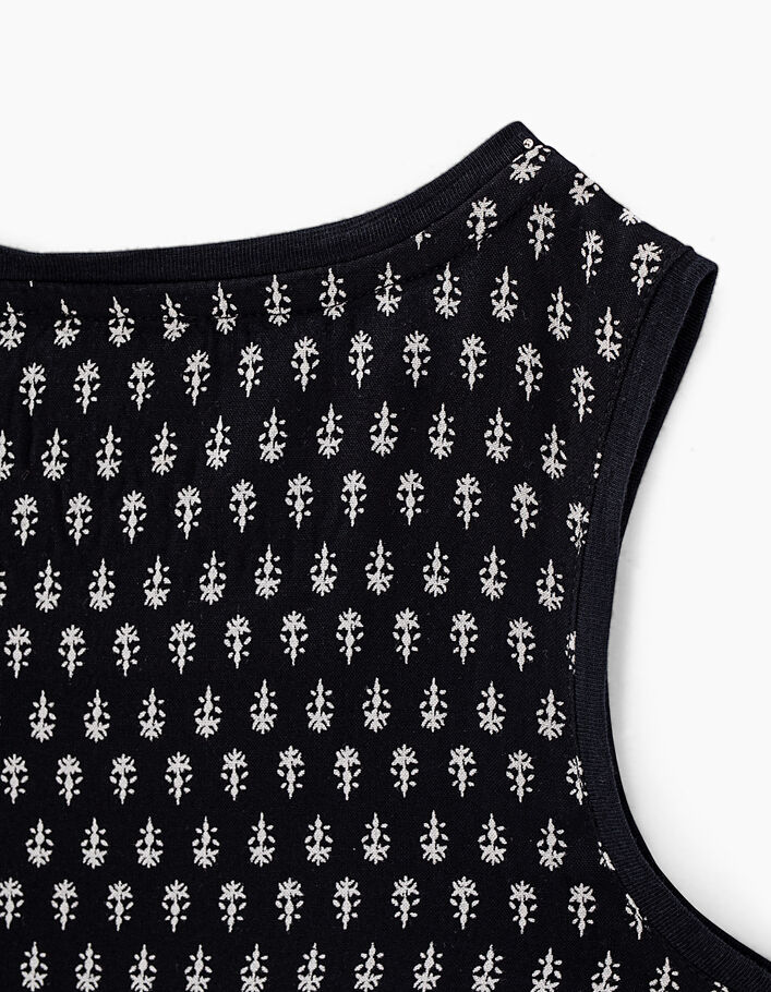 Girls’ black palm tree graphic mixed-fabric vest top - IKKS