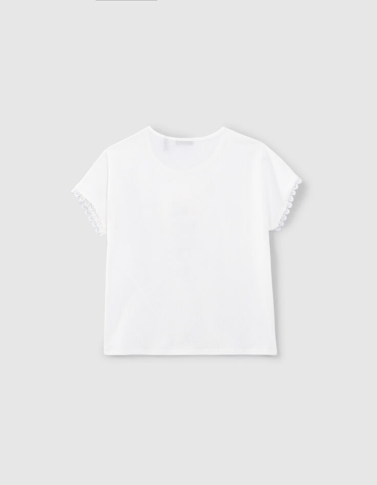 Cremewei&szlig;es M&auml;dchen-T-Shirt mit Eiswaffelblume-3