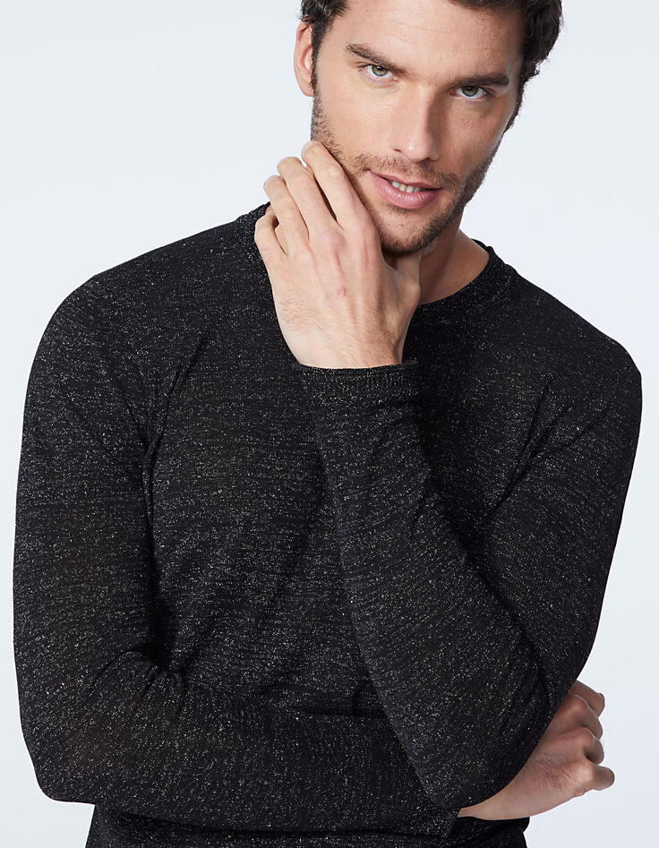Men's black nep knit sweater-1